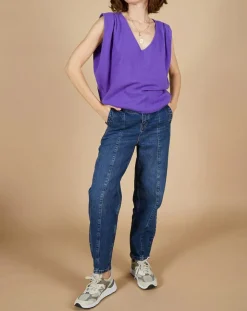 Cashmere Tribu Pulls|Pull 100% Cachemire Bella épaulettes violet