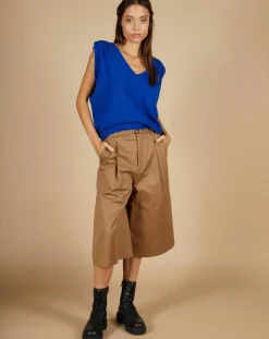 Cashmere Tribu Pulls|Pull 100% Cachemire Bella épaulettes bleu électrique