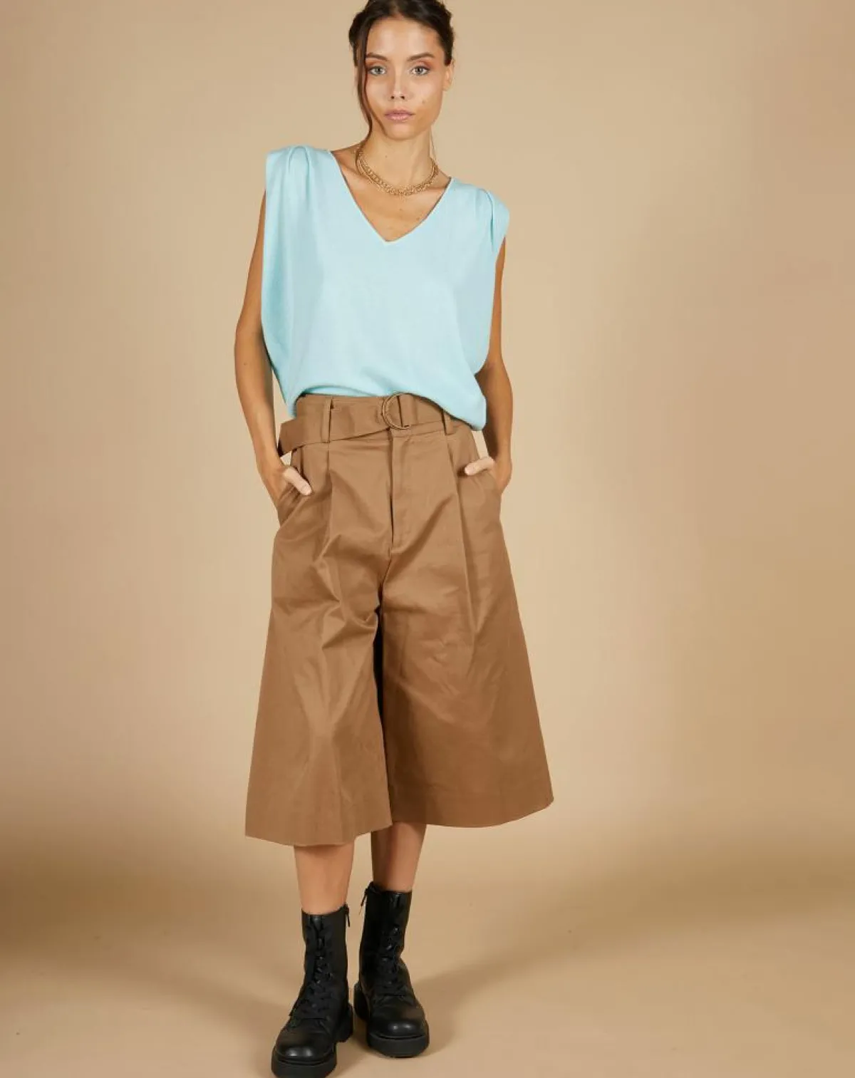 Cashmere Tribu Pulls|Pull 100% Cachemire Bella épaulettes bleu océan