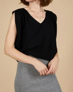 Cashmere Tribu Pulls|Pull 100% Cachemire Bella épaulettes noir