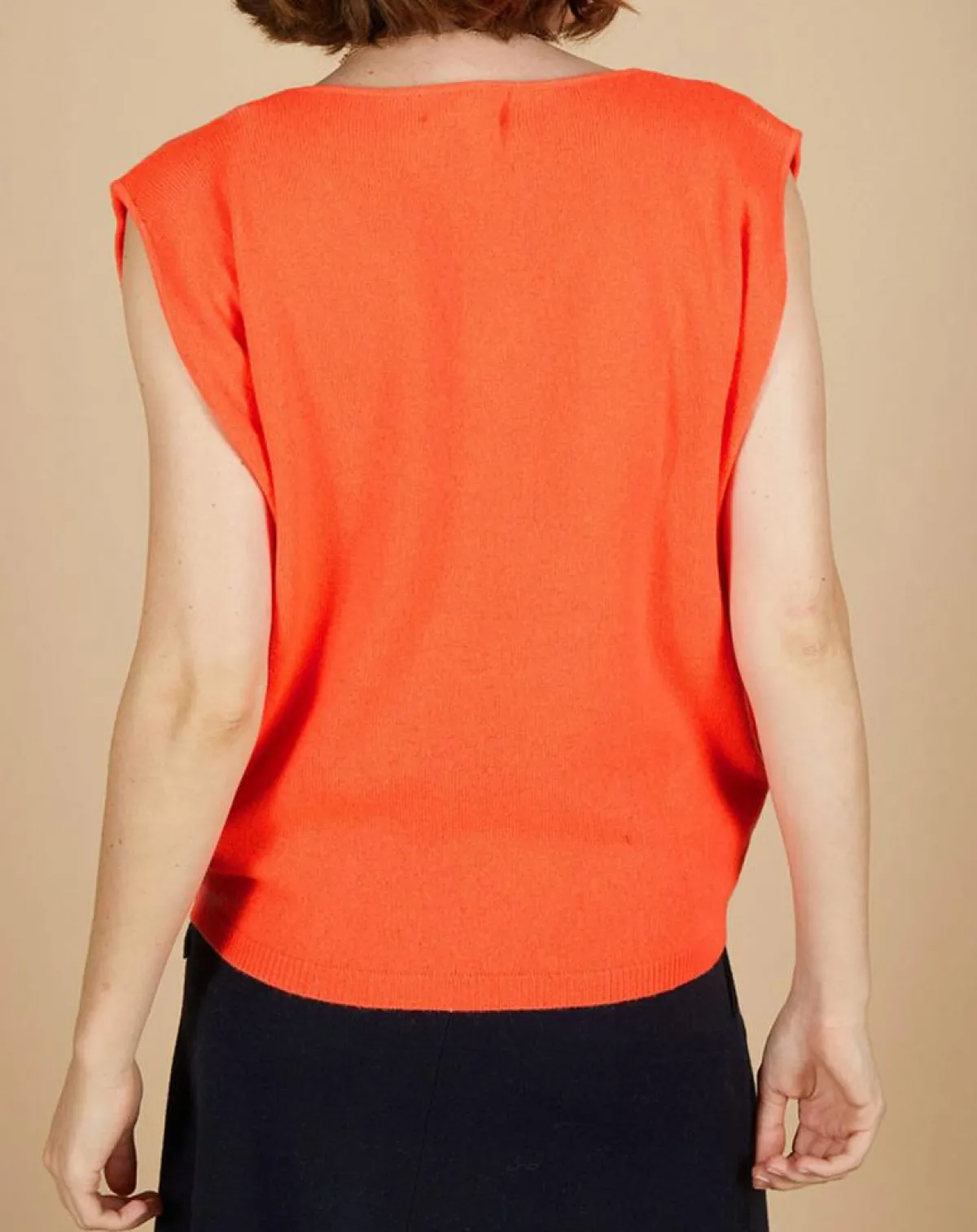 Cashmere Tribu Pulls|Pull 100% Cachemire Bella épaulettes corail fluo