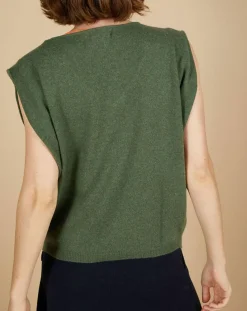 Cashmere Tribu Pulls|Pull 100% Cachemire Bella épaulettes kaki