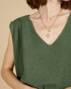 Cashmere Tribu Pulls|Pull 100% Cachemire Bella épaulettes kaki