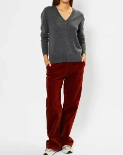 Galeries Lafayette Pulls|Pull 100% Cachemire Chou col V gris foncé