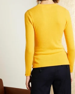 Miss Cashmere Pulls|Pull 100% Cachemire col ras du cou Xena jaune