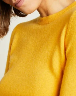 Miss Cashmere Pulls|Pull 100% Cachemire col ras du cou Xena jaune