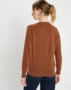 Galeries Lafayette Pulls|Pull 100% Cachemire col rond Zabri marron moyen