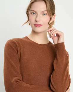 Galeries Lafayette Pulls|Pull 100% Cachemire col rond Zabri marron moyen
