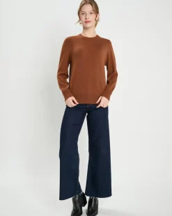 Galeries Lafayette Pulls|Pull 100% Cachemire col rond Zabri marron moyen