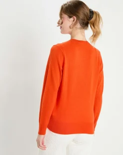 Galeries Lafayette Pulls|Pull 100% Cachemire col rond Zabri orange