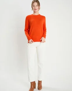 Galeries Lafayette Pulls|Pull 100% Cachemire col rond Zabri orange