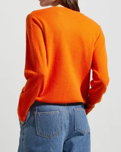 Galeries Lafayette Pulls|Pull 100% Cachemire col rond Zabri orange