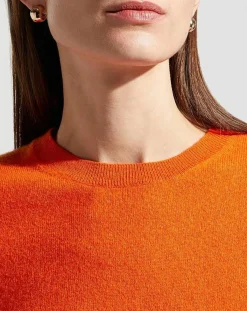 Galeries Lafayette Pulls|Pull 100% Cachemire col rond Zabri orange