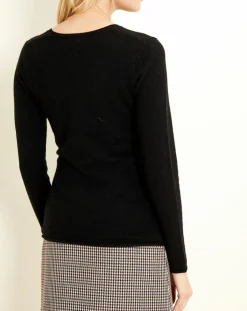 Uverny Pulls|Pull 100% Cachemire col V Memphis noir