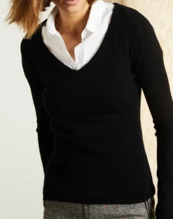 Miss Cashmere Pulls|Pull 100% Cachemire col V noir
