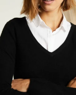 Miss Cashmere Pulls|Pull 100% Cachemire col V noir