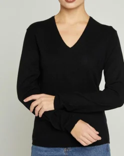 MAX&MOI Pulls|Pull 100% Cachemire col V Sonia noir