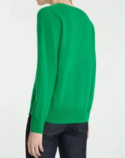 Galeries Lafayette Pulls|Pull 100% Cachemire Col V Zocon vert emeraude