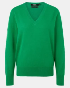 Galeries Lafayette Pulls|Pull 100% Cachemire Col V Zocon vert emeraude