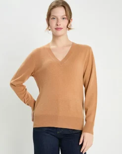 Galeries Lafayette Pulls|Pull 100% Cachemire Col V Zocon camel