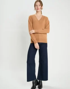 Galeries Lafayette Pulls|Pull 100% Cachemire Col V Zocon camel