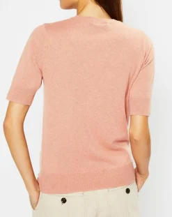 Galeries Lafayette Pulls|Pull 100% Cachemire Difi col rond rose
