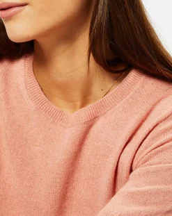 Galeries Lafayette Pulls|Pull 100% Cachemire Difi col rond rose