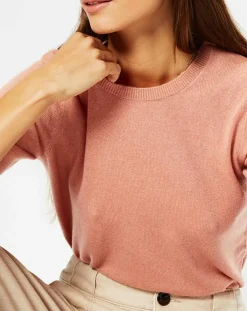 Galeries Lafayette Pulls|Pull 100% Cachemire Difi col rond rose