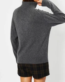 Galeries Lafayette Pulls|Pull 100% Cachemire Fobra col roulé gris moyen