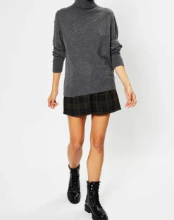 Galeries Lafayette Pulls|Pull 100% Cachemire Fobra col roulé gris moyen