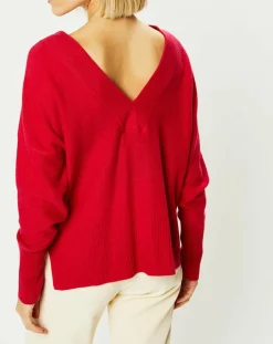 Galeries Lafayette Pulls|Pull 100% Cachemire Frani col V rose foncé