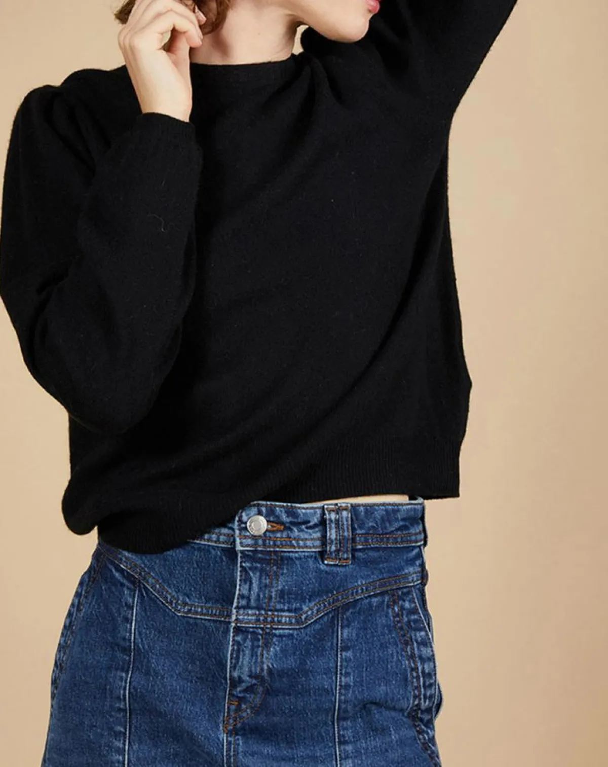 Cashmere Tribu Pulls|Pull 100% Cachemire Ines col rond tressé noir