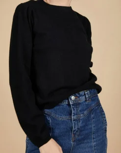 Cashmere Tribu Pulls|Pull 100% Cachemire Ines col rond tressé noir