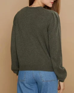 Cashmere Tribu Pulls|Pull 100% Cachemire Ines col rond tressé kaki grisé