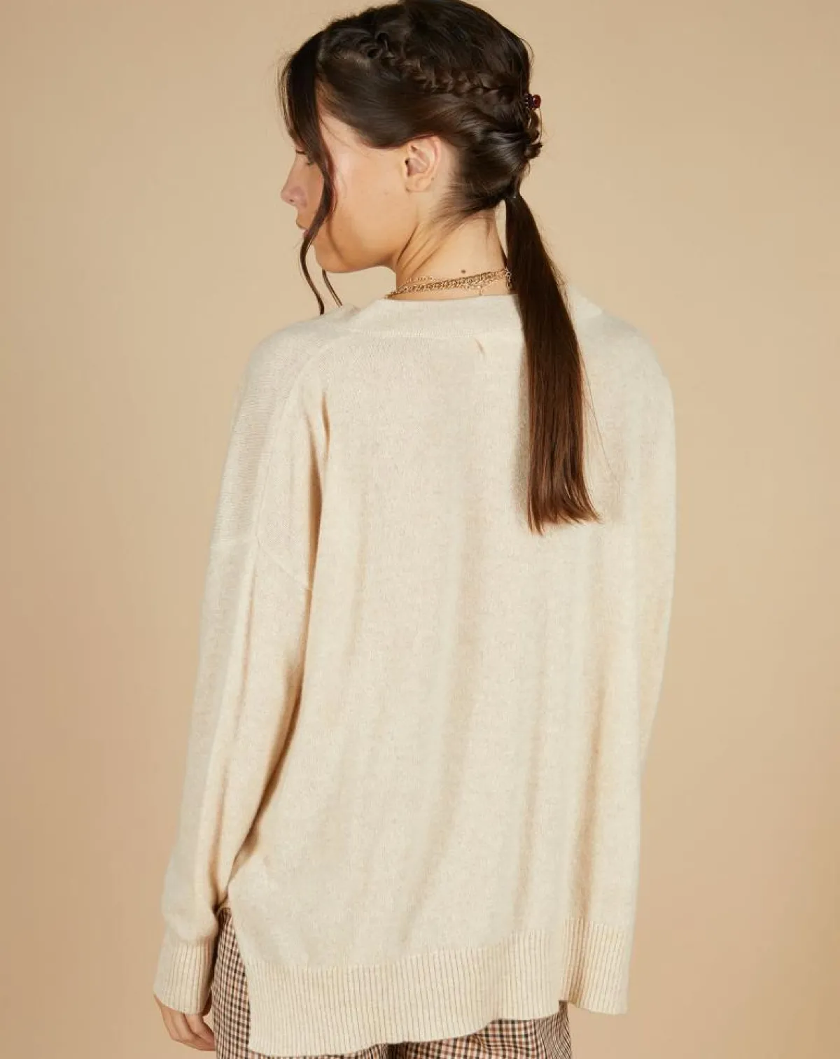 Cashmere Tribu Pulls|Pull 100% Cachemire Iris Col V profond oversize blé