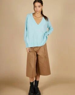 Cashmere Tribu Pulls|Pull 100% Cachemire Iris Col V profond oversize océan