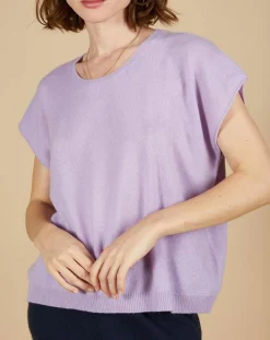 Cashmere Tribu Pulls|Pull 100% Cachemire Laurène manches courtes lavande