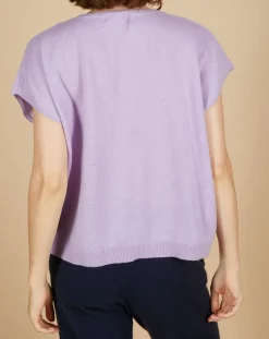 Cashmere Tribu Pulls|Pull 100% Cachemire Laurène manches courtes lavande