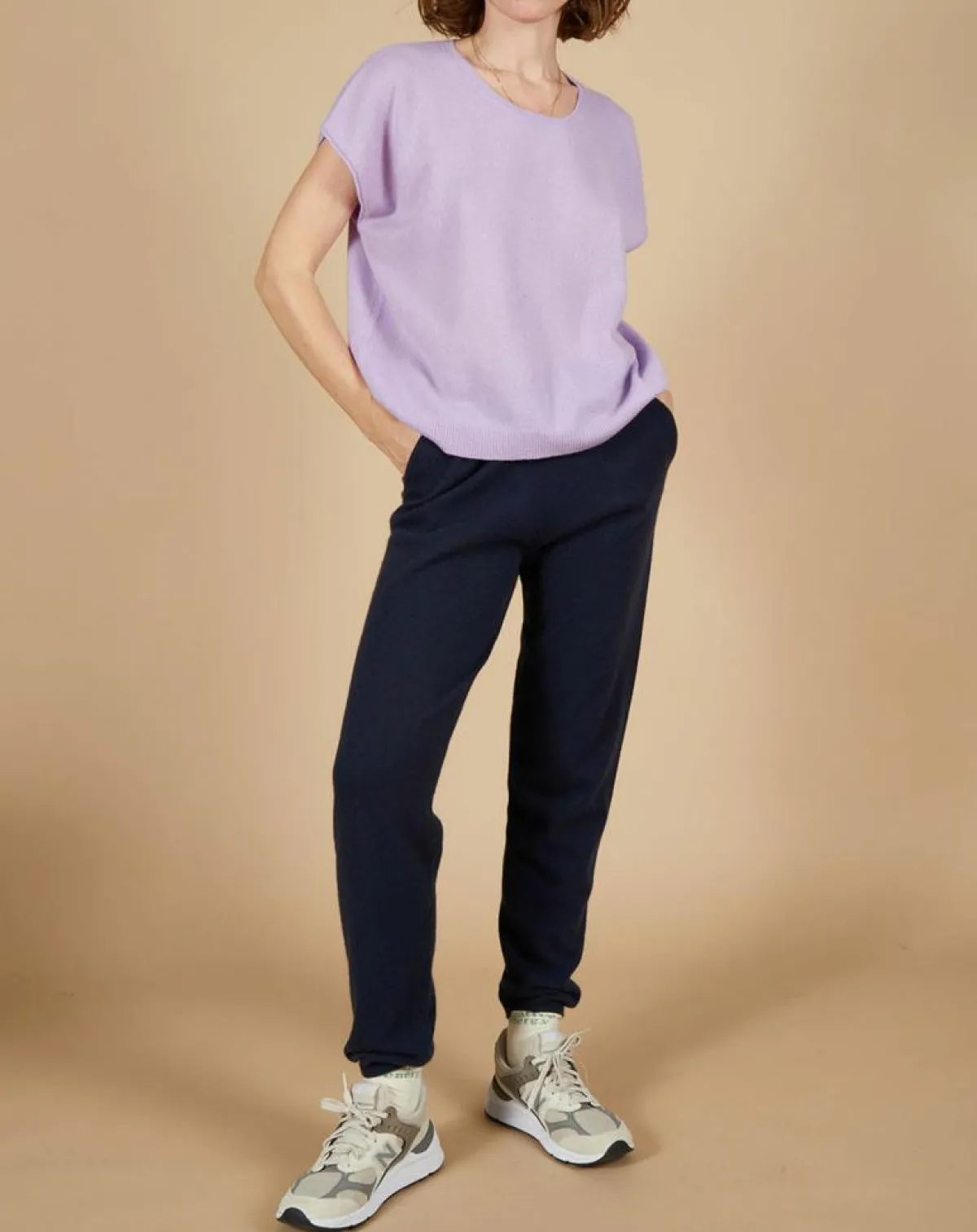 Cashmere Tribu Pulls|Pull 100% Cachemire Laurène manches courtes lavande