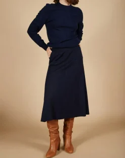 Cashmere Tribu Pulls|Pull 100% Cachemire Louizon col rond 3 boutons épaule bleu nuit