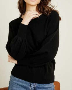 Miss Cashmere Pulls|Pull 100% Cachemire Manches Ballon Angelina Col rond noir