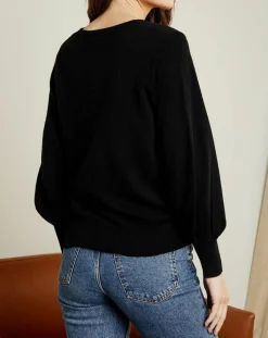 Miss Cashmere Pulls|Pull 100% Cachemire Manches Ballon Angelina Col rond noir