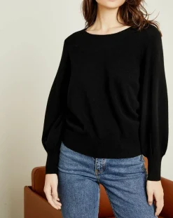 Miss Cashmere Pulls|Pull 100% Cachemire Manches Ballon Angelina Col rond noir