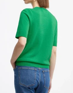 Galeries Lafayette Pulls|Pull 100% Cachemire manches courtes Difi vert emeraude