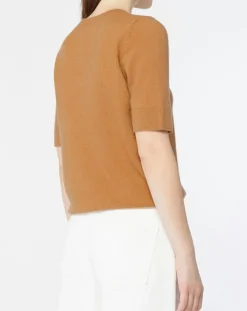 Galeries Lafayette Pulls|Pull 100% Cachemire manches courtes Difi camel