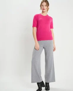 Galeries Lafayette Pulls|Pull 100% Cachemire manches courtes Difi rose fushia