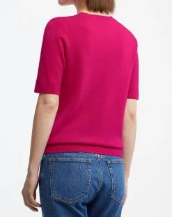 Galeries Lafayette Pulls|Pull 100% Cachemire manches courtes Difi rose fushia