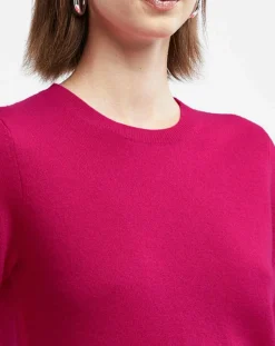 Galeries Lafayette Pulls|Pull 100% Cachemire manches courtes Difi rose fushia