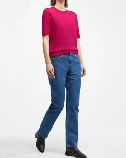 Galeries Lafayette Pulls|Pull 100% Cachemire manches courtes Difi rose fushia