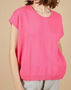 Cashmere Tribu Pulls|Pull 100% Cachemire manches courtes Charline boutons au dos tulipe
